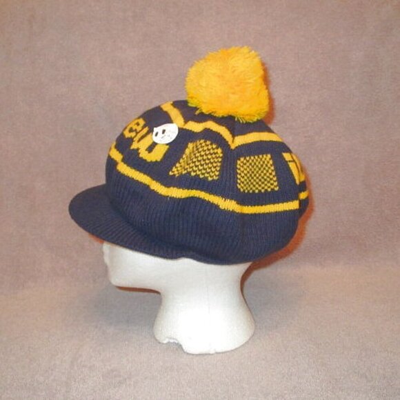 Vtg USA Union Made IBEW Tam O'Shanter Wool Hat Knit Visor With Pom NOS 50s 60s - Picture 5 of 8